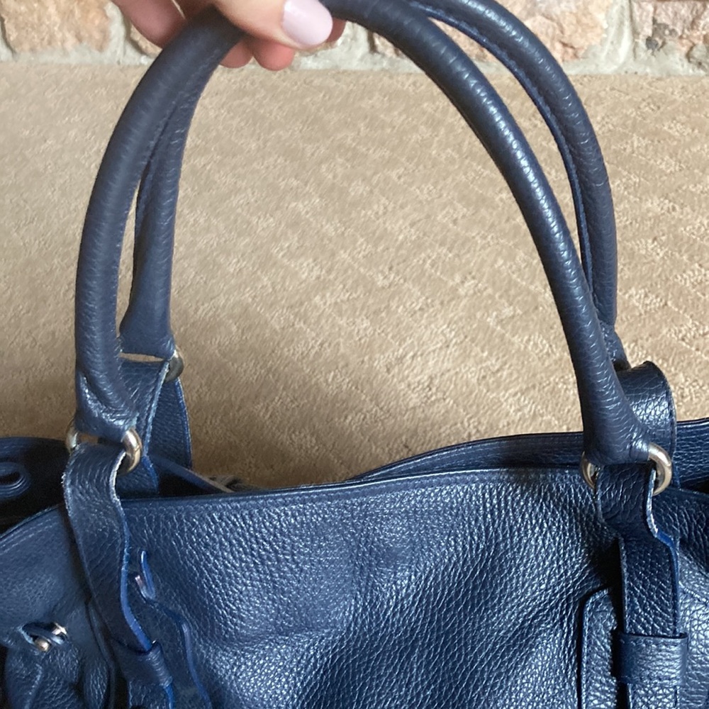 Furla genuine leather shoulder bag handbag purse hobo navy designer luxury - Picture 4 of 17